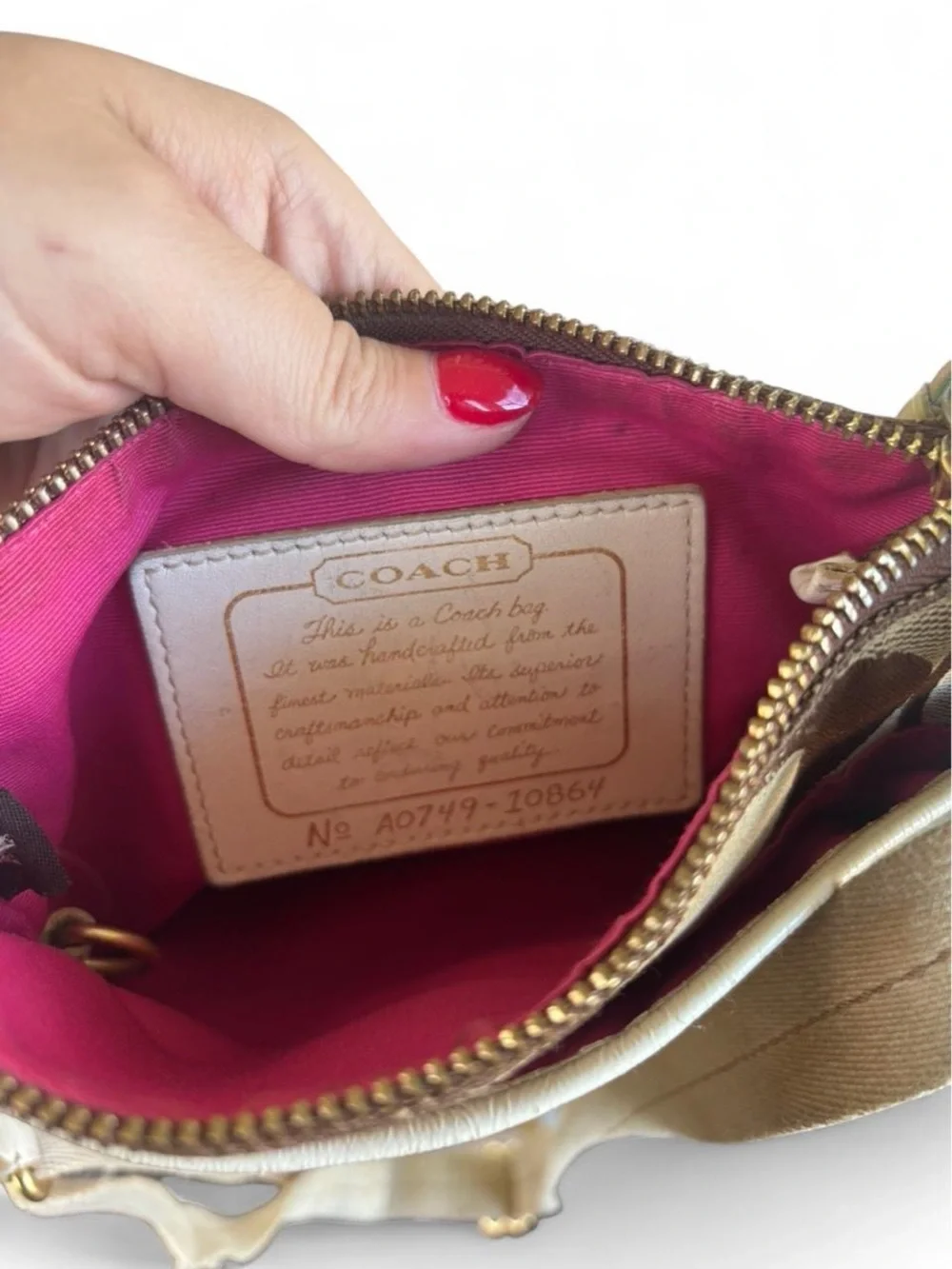 Coach Brown Signature Crossbody with Color-Block Stripe Accent